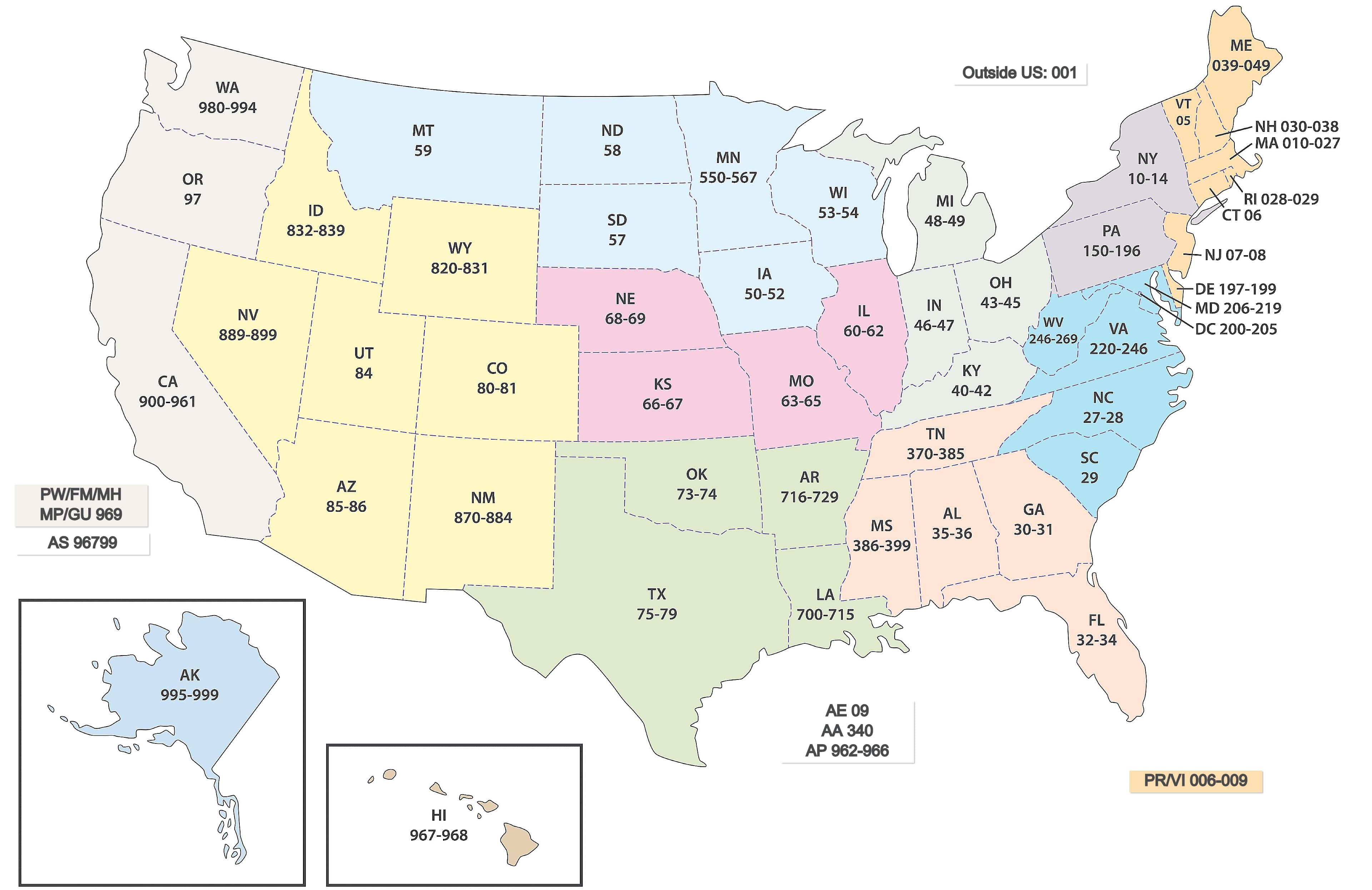 Zip Code Map of United States